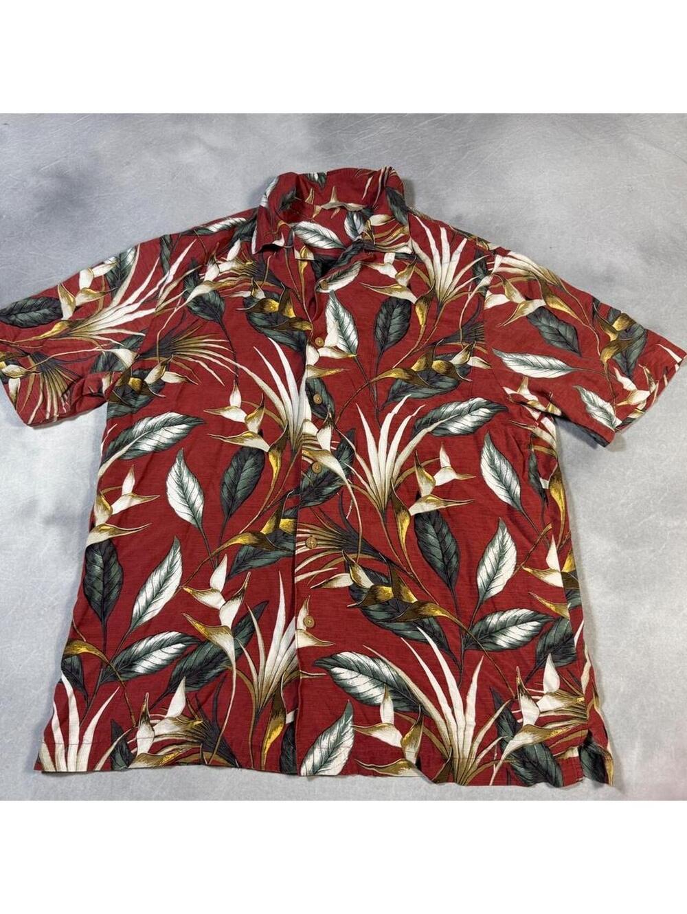 Paradise Collection 100% Silk Hawaiian Shirt Mens M Tropical Aloha Camp Shirt